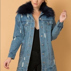 LA Coalition Jean Jacket w/ DETACHABLE faux fur